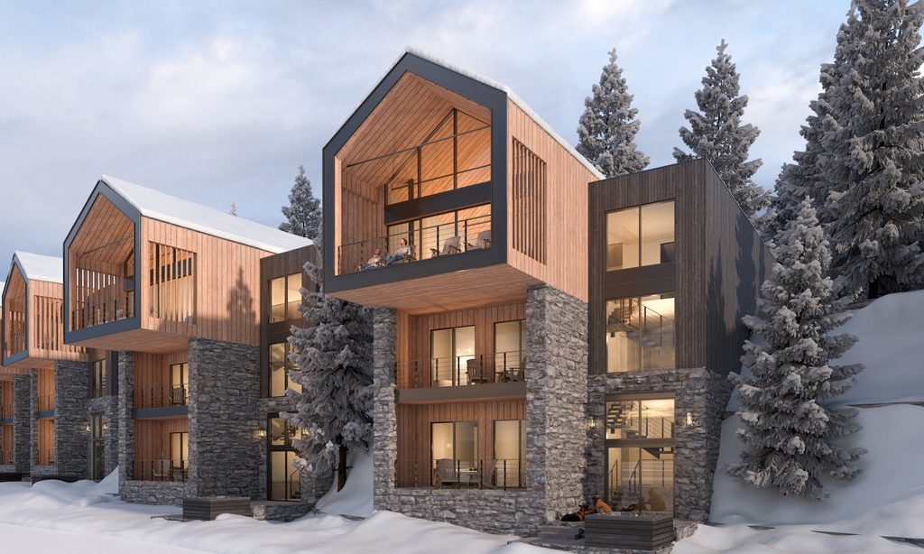 exterior photo of the villas. a 3 story single family home