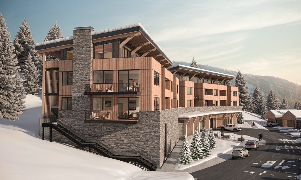 An exterior photo of the Flats multi family building
